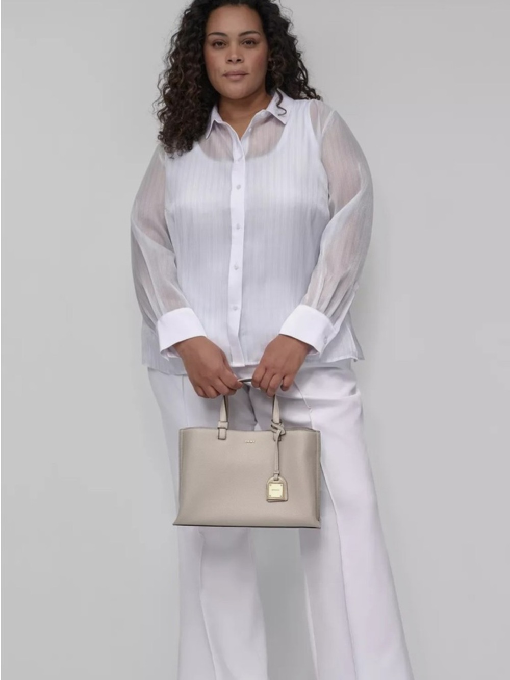 NWT DKNY White Full-Length Pants with Slim Flare Leg